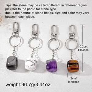 พวงกุญแจแบบกำหนดเอง4ชิ้นพวงกุญแจหินแบบไม่สม่ำเสมอพวงกุญแจโลหะจี้แฟชั่นและเสน่ห์ของขวัญส่งเสริมการขาย - Product Image 4