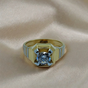 Elegant 22K Gold <b>Mens</b> <b>Ring</b> with Diamond Hexagon Setting Classic Designer Finger <b>Ring</b> for <b>Men</b> Luxury Jewellery - Product Image 4