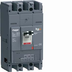 HEW630LR ปรับแต่งได้ตามความต้องการด้วยเบรกเกอร์แบบหล่อขึ้นรูป Hagers รุ่น h3+ P630 LSIG 3P 70kA 630A - Product Image 1