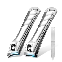 Longhui – Kit de coupe-ongles anti-éclaboussures en acier inoxydable avec lames biseautées, lime à ongles et couteau de manucure – Outils de soin des ongles 3 pièces pour les orteils