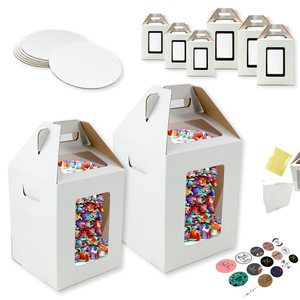 กล่องเค้กมีหน้าต่าง กล่องเค้กทรงสูงพร้อมหูหิ้ว กล่องใส่เค้กสำหรับ<span class=keywords><strong>งาน</strong></span>แต่ง<span class=keywords><strong>งาน</strong></span> กล่องเบเกอรี่ กล่องเค้กวันเกิด ขนาด 10 12 14 16 นิ้ว กล่องส่งเค้กขนาดใหญ่พิเศษ - Product Image 1