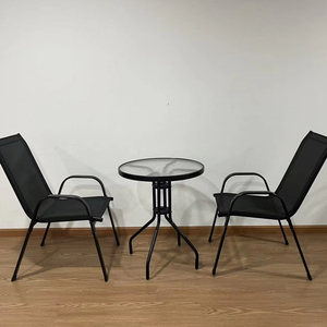Patio mit hoher Rückenlehne aus verzinktem Stahl Tessin 2x1 Stoff 1 Tisch und 2 Stühle Garden Outdoor Chair - Product Image 1