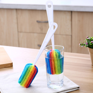 Cepillo de limpieza Zenidoo ecológico de mango largo, de silicona y plástico, con colores arcoíris, duradero, para limpiar botellas de vidrio en la cocina. - Product Image 2