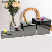 Support de présentation pour buffet de thé de l'après-midi, moderne, carré, à 4 niveaux, supports de présentation pour traiteur, assiettes en céramique, acier inoxydable pour hôtels