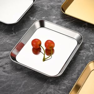 Plateau carré en acier inoxydable 304 doré pour buffet, barbecue, desserts, idéal pour les hôtels, les restaurants coréens et les fêtes - Product Image 3