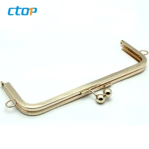 New design nickel-free light gold color metal handbag frame purse hardware clutch bag frames purse frame