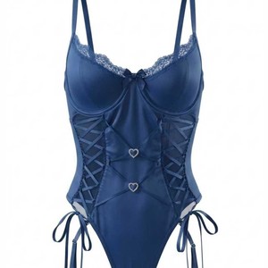 Nouvel Arrivage : Ensemble Lingerie Femme Sexy en Dentelle Respirante, Une Pièce, Effet Push-Up, Ajouré et Séduisant (Soutien-Gorge et Culotte) - Product Image 1
