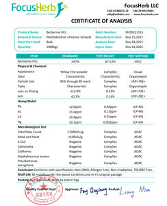 Заводская поставка, натуральная добавка, экстракт берберина, 97% порошок берберина Hcl - Product Image 2