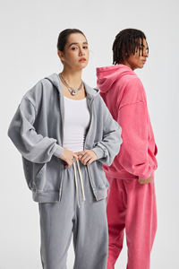 Sudadera con Capucha de Algodón Terry de Alta Calidad, 430 g/m², Personalizada, Talla Grande, Cierre YKK, Lavado Ácido, Estampado Vintage con Bordado en Relieve - Product Image 3