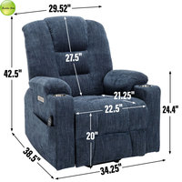 Fauteuil inclinable électrique avec massage et chaleur pour personnes âgées, canapé inclinable électrique simple avec port de charge USB et porte-gobelet S064