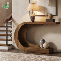 Table console en bois moderne en forme de C, style industriel rustique, à glisser sous le canapé d'entrée, meuble d'appoint personnalisable pour la vente en gros