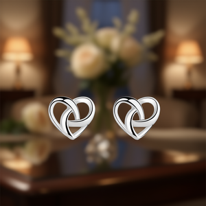 E2492 Orecchini a Perno a Forma di Cuore in Oro Rosa Argento 925 per Donna, Romantici per Uso Quotidiano - Product Image 2