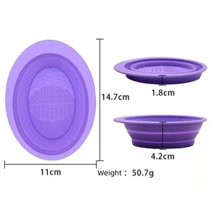 Tapis de nettoyage pliable en silicone pour pinceaux de maquillage, éponge et houppette – Outil de beauté pour le nettoyage des pinceaux et des accessoires cosmétiques à domicile - Product Image 2