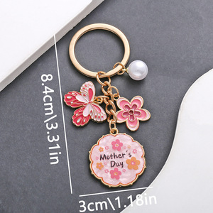 <span class=keywords><strong>Mejor</strong></span> Día DE LA MADRE Regalo de cumpleaños único Pink Mom Llavero Pearl Heart Butterfly Flower Charms Car Bag Backbag Keyring Made Metal - Product Image 5