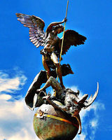 Usine personnalisée grand bronze Saint Michel Archange statue religieuse en bronze