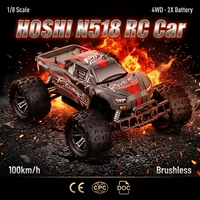 Voiture RC HOSHI N518 100 km/h Brushless 1/8ème Échelle RTR Haute Vitesse 4x4 Monster Truck 2 Batteries Version Métal