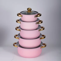 Set Panci Masak Baru Peralatan Masak Set Panci Wajan Panci Besar Dapur Anti Lengket Stainless Steel Kualitas Terbaik 10pcs Logam