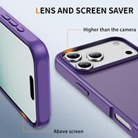 Étui de téléphone portable hybride TPU+PC de type peau, fin, antichoc, protection contre les chutes, protection d'écran et d'objectif pour iPhone 17 Pro Max