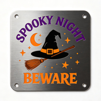 Plaque Métallique Vintage Halloween, Décoration Murale Rétro en Étain pour Bar et Pub, Panneau Chapeau de Sorcière Nuit Sinistre, Décoration Intérieure et Extérieure pour Halloween