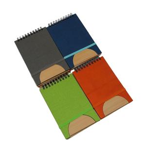 Tùy chỉnh A7 lật cuộn dây Memo máy tính xách tay 60 Sheets lót trang Linen Da Tre Mini ban nhạc đàn hồi xoắn ốc máy tính xách tay - Product Image 5