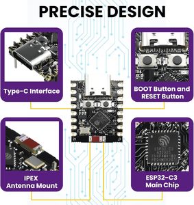 ESP32-C3 슈퍼미니 개발 보드 WiFi 듀얼 모드 무선 MCU 모듈 (IoT 스마트 홈 전자 프로젝트용) - Product Image 3
