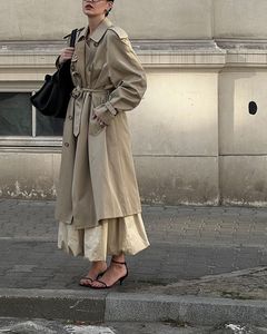 Trench-coat pour <span class=keywords><strong>femme</strong></span> à col péniche multi-boutons et grandes poches, de <span class=keywords><strong>grande</strong></span> <span class=keywords><strong>taille</strong></span>, de couleur unie, rétro, à la mode personnalisée - Product Image 3
