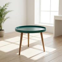 Table basse ronde traditionnelle en bois avec design à panneaux, meubles de salon CT-983