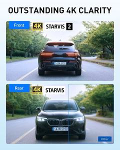 Cámara para Coche DVR Mini de 3.2 Pulgadas 4K+4K con Visión Nocturna WDR, Wifi con Aplicación, Cámara de Doble Lente 2160P, Caja Negra para Coche, Cámara Delantera y Trasera 4K - Product Image 2