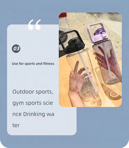 Botella de Agua Deportiva de 2 Litros con Logotipo Personalizado, Ecológica, con Diseño de Dibujos Animados, Marcador de Tiempo, Gran Capacidad, Medio Galón, Plástico Transparente - Product Image 2