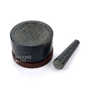 完璧なスパイスとハーブ研削御影石モルタルとペスルセット木制ベース - Product Image 4