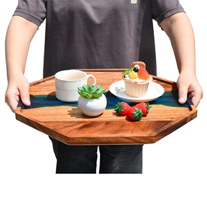 Vente en gros de Noyer de ferme écologique Plateau de service en bois rond durable fait à la main Assiette de nourriture Snack Dessert Servant - Product Image 6