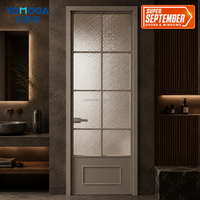 Puerta de Baño de Aluminio con Vidrio de Privacidad de Diseño y Rejilla Vintage para Hoteles