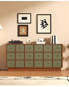 Buffets de luxe en bois massif vert nordique, design moderne shaker, 6 étagères, montage facile, grand buffet de cuisine, salon - Product Image 1