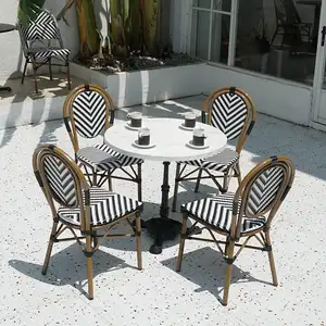 Foshan factory classic french outdoor furniture outdoor bamboo rattan chair style stackable bistro dining chair
