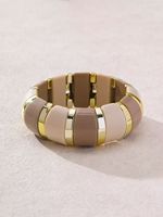 Elegante Vintage Armband Armreif Kaffee Farbe Beige Braun Gold Perlen Zubehör Damen schmuck Acryl Stretch able Armband