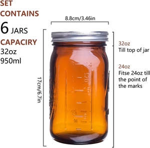 Frasco de Vidrio de Boca Ancha de 1000 ml con Tapa para Bebidas y Almacenamiento de Alimentos, para Uso con Galletas, Impresión Serigráfica, Venta Caliente - Product Image 4