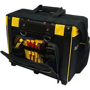 OEM 1680D Polyester Easy Carry Rolling Tool Bags With Wheels Organizer Tool Storage Bag Tool Bag Trolley
