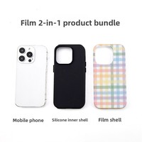 Coque de téléphone à motif à carreaux colorés pour 17 Pro avec recharge sans fil, couverture intégrale, antichoc, anti-traces de doigts