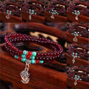 Pulsera de imitación de granate de varias capas para mujer, parejas, pulsera de tres hilos, 6 mm, fuente de venta ambulante económica, multicapa - Product Image 1