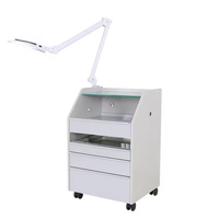 Chariot de pédicure professionnel à 4 niveaux avec lampe germicide UV intégrée et loupe empilable pour salon de beauté et de manucure