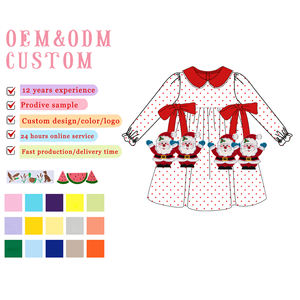 Düşük adedi noel kız giyim Santa aplike bebek fırfır prenses bebek elbise pamuk kış çocuklar kızlar için elbiseler - Product Image 2