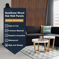 Panneaux muraux acoustiques modernes en bois de teck, ensemble de 4 pièces, 96" x 24,48" x 0,85", insonorisants, anti-bruit, absorbants le son, pour usage commercial
