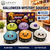Boîte mystère de balles squishy Halloween en TPR anti-stress à presser, remplies de paillettes, pour apaiser et calmer les mains au quotidien