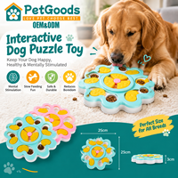 Gamelle interactive pour chien en forme de fleur, en plastique, anti-glouton, écologique, avec couvercles coulissants jaunes pour friandises