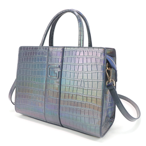 Women PU Leather Texture Handbag Metallic Tote <b>Bag</b> <b>Large</b> Capacity Shoulder Purse For <b>Work</b> Daily Use - Product Image 1
