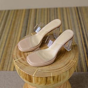 Sandali Estivi da Donna 2023 con Tacco Alto, Punta Aperta in PVC <span class=keywords><strong>Beige</strong></span>, Sexy per Feste e Spose, Tendenza Moda - Product Image 5