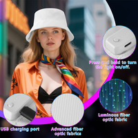 Cappello a Secchiello con Fibra Ottica LED Luminoso Cambia Colore Ricaricabile per Festival Rave Feste Passeggiate Notturne Unisex