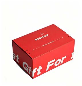 Caja <span class=keywords><strong>de</strong></span> Cartón Corrugado Reciclable Roja con Logotipo Circular Minimalista Personalizado para Envíos <span class=keywords><strong>de</strong></span> Artículos Pequeños en Días Festivos - Product Image 1