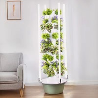 Tour de culture verticale hydroponique/aéroponique empilable à haut rendement avec pompe et lumière LED, machine multifonctionnelle pour la culture de légumes