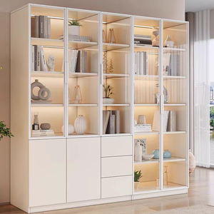 Estantería de vidrio templado MDF respetuosa con el medio ambiente estilo crema con certificación CE DE LA UE, 60 80 CM, adecuada para sala de estar, oficina, sala de exposiciones - Product Image 4